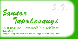 sandor tapolcsanyi business card